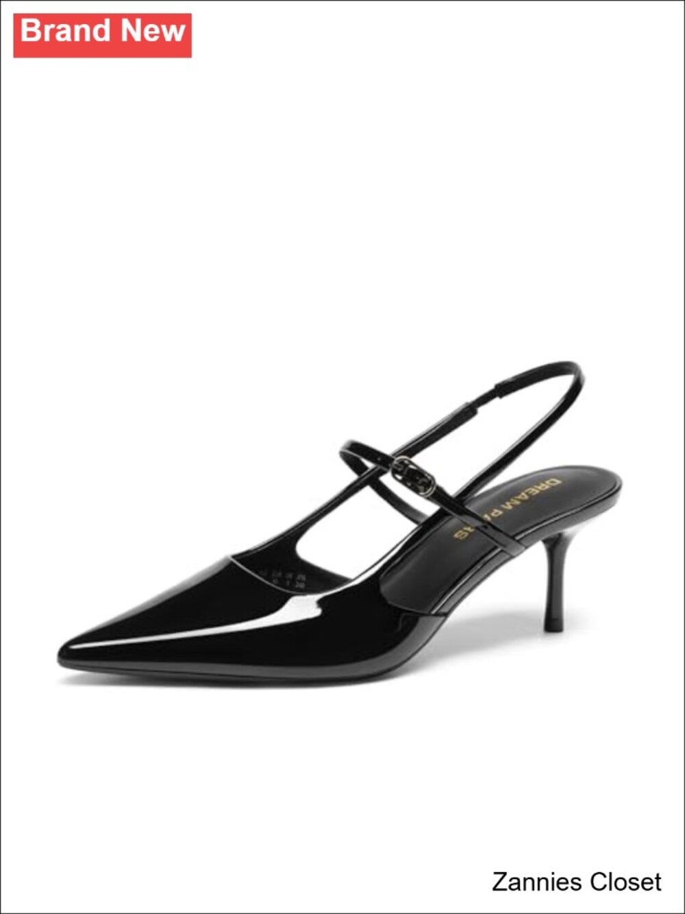 ✨ DREAM PAIRS Women's Mary Jane Slingback Kitten Heels Faux Leather Pointed Toe